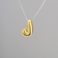 3D balloon style letter J pendant necklace with high-polished gold plated finish - Letter J