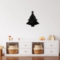 Detail view of a black acrylic mirror Christmas tree wall sticker with reflective surface - Black