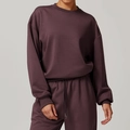 Ensemble sweat-shirt oversize violet foncé à col rond et pantalon de jogging à cordon - S / Hauts / Violet Raisin