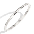 Minimalist 4mm silver polished stainless steel bangle with a hinged closure - 4mm Width / Steel