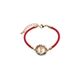 Bracciale regolabile in corda rossa con ciondolo Madonna dorata e zirconi colorati - Stile corda rossa