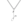 Stainless steel Cuban link necklace with heart initial J pendant in silver finish - Letter J / Steel
