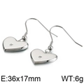Boucles d'oreilles cœur en acier argenté avec strass, taille 36x17mm et poids 6g - Boucles d'oreilles en argent