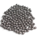 Pile of black gunmetal hollow spacer beads with sparkling clear rhinestones for DIY jewelry - Rhinestone Ball Gun Black White Rhinestone