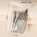 Portable 8-piece mini makeup brush set in mint green with transparent storage bag - PVC Bag / Cyan