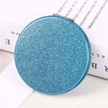 Portable folding double-sided round makeup mirror with blue glitter finish - Blue Round 60mm♜