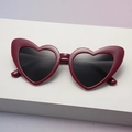 Retro heart shaped sunglasses with dark red glitter frame and grey tinted lenses - Wine Red Frame Gray Lens