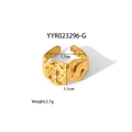 Detail shot of irregular gold textured ring showing dimensions 1.7cm and 1.1cm - Irregular Pleated (YYR023296-G)