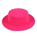 Vibrant magenta flat top fedora hat in soft wool felt texture with wide brim - Rose Red