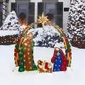 Christmas Nativity scene garden stake with LED holy family and star arch decoration - 30cm / Style D Glowing