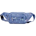 Sac banane en nylon bleu foncé avec motif de peinture colorée et sangle réglable - Style 3 Bleu