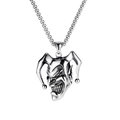 Men's hip-hop stainless steel necklace with silver grinning jester clown pendant - Clown Mask