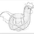 Silver rooster shaped wire mesh egg basket with handle for creative kitchen storage - 30*16.5*26cm / Silver