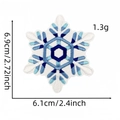 Detailed view of blue snowflake embroidery patch with exact dimensions and fine stitching - Snowflake Patch 12#