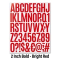 Detailed view of 2-inch sans-serif red alphabet and number stickers set for notebooks - Red