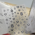 Self-adhesive silver 3D embossed nail sticker with retro gothic heart and star motifs - M-1215-Silver Bronzing