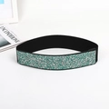 Macro detail of elastic wide belt with sparkling green and silver sequins on black fabric - Model 3 / Wide (Green & Silver Sequins)