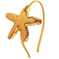 Cute golden sequin starfish headband for girls princess ocean themed hair accessories - Gold