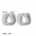 Pendientes de acero inoxidable en forma de U con medidas de 24,3 mm de alto y 8,5 mm - Estilo Geométrico en U (TE60400-S) / Plateado