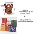 Christmas reindeer felt tote bag set with 6 printed gift pouches and sealing stickers - Reindeer Handbag + 6PCS Paper Bags Set ZD042