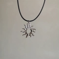 Zilveren zonne-hanger ketting met zwart koord, minimalistische hiphop stijl zonne-sieraad - Zonnehanger met Leren Koord