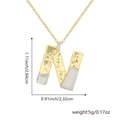 Two-tone gold and silver letter N pendant necklace with size dimensions and weight info - Two-tone N
