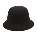 Elegant black wool felt dome hat featuring a minimalist vintage British style round design - Black