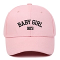 Pink cotton baseball cap with BABY GIRL 90'S black embroidery and curved brim - Adjustable / Pink