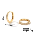 Detailed view of geometric gold earrings with white zircon, size 1.5cm and 1.7g weight - Gold Round (E01668-1)