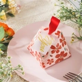 Pyramid cherry blossom candy gift box with red ribbon and For You tag for weddings - Red With Frosted Tag