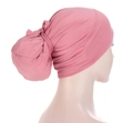 Pink twisted knot turban headscarf in high-elasticity knit fabric for women - Dusky Pink