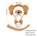 Plush lion costume set with ears headband, mask, bowtie, and tail for kids halloween - Lion Ears 4-Piece Set (Headband+Bowtie+Tail+Mask)