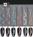 Six-color rhinestone nail art chains set with metallic base and pearl crystal accents - 12# Colorful Rhinestone Wave Chain