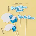 Set of 10 Graduation Cake Toppers with Future is Bright and Brave the Waves inscriptions - Brave the Waves