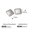 Polished 18k gold plated square earrings in hypoallergenic stainless steel with dimensions - Silver(JDEW2403053-S)