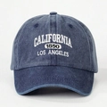 Vintage dark blue washed denim baseball cap with California 1850 embroidery - One Size / Navy Blue