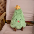 Cute green Christmas tree plush toy with a golden star on a beige chair - Grass Green Tree / 30cm