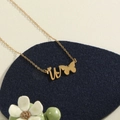 Golden stainless steel chain necklace with butterfly and letter W pendant - Gold W