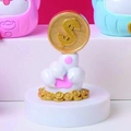 Lucky cat decoration figurine with white cat paw holding large golden dollar coin - Dollar Sign Cat Paw