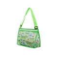 Green mesh beach bag with adjustable strap and cute crocodile cartoon print for kids - Crocodile