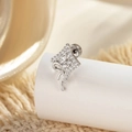 Silver titanium steel bowknot helix piercing with zircon diamond rhombus details - Rhombus Bowknot (A922) / Single Piece / Silver