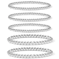Set di cinque braccialetti elastici con perline argentate lucide e lucentezza metallica - Argento Set da 5 pezzi 4-6mm