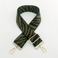 Detail of zebra pattern wide replacement strap with gold metal buckle for bags - Army Green