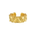 Adjustable S925 sterling silver ring with irregular crumpled texture in gold finish - One Size / WJ175 18K Gold Plated (Approx. Size 16/Adjustable)