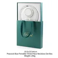 Peacock blue pearl jewelry set box with handles for necklace and earrings, 19.5x19.5cm - 19.5x19.5x4cm 3-Piece Set Necklace Box with Handbag / Teal