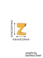 Detail of a 6mm gold stainless steel letter N charm with cubic zirconia for DIY jewelry - Letter-Z / Steel