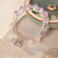 Handcrafted amethyst and rose quartz beaded bracelet with a silver butterfly charm - Amethyst Rose Quartz Butterfly Charm Style (17#)
