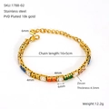 Bracciale tennis con zirconi multicolore in acciaio inossidabile placcato oro 18K unisex - Zirconia Multicolore