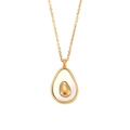 Halskette mit goldenem Avocado-Anhänger aus Edelstahl und weißem Perlmutt-Inlay - Muschel Avocado