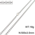Silver stainless steel box chain necklace for men and women, size 500x3.5mm, 18g weight - Silver 3.5mm x 500mm (KN230413-Z)